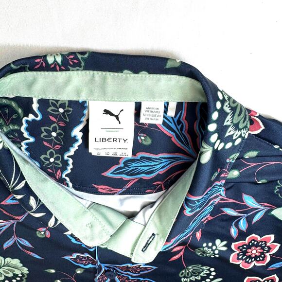 Puma Liberty Shirt Men’s XL Blue Floral Performance Stretch Golf Preppy Polo - Picture 6 of 6